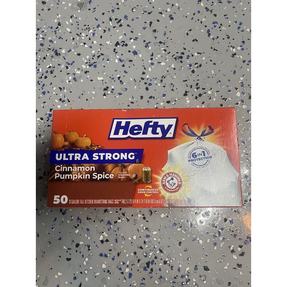 Hefty Ultra Strong Cinnamon Pumpkin Spice Tall Kitchen Trash Bags 13 Gallon x 50